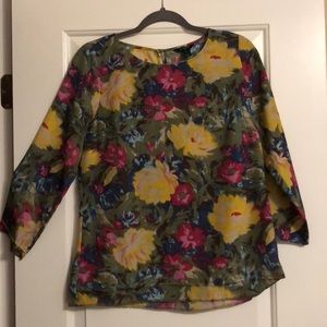 J.Crew 3/4 Sleeve Multi-Colored Blouse Size Medium